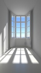 White Room With Window View And Sunbeams