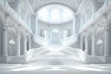 Fototapeta premium White Marble Grand Staircase Interior Architecture Design