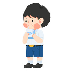 kid boy is drinking milk