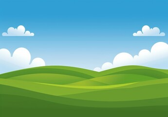 Green hills under blue sky