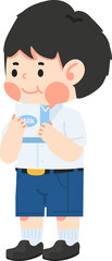 kid boy is drinking milk