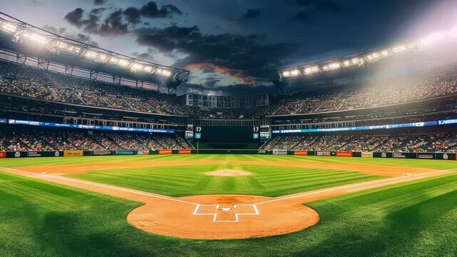 Dramatic Evening Baseball Stadium