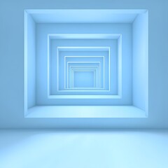 Abstract Blue Minimalist Square Tunnel Background