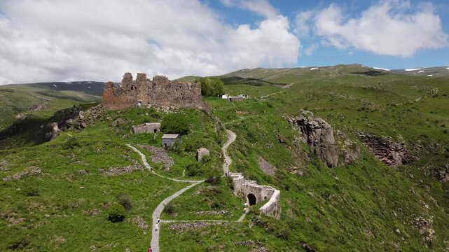 Aerial view of the ancient church of Vahramashen in Armenia. 