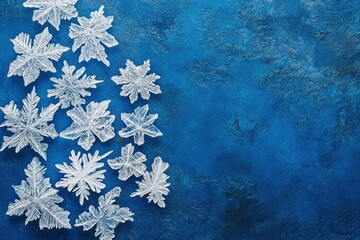 White Snowflakes on a Blue Textured Background