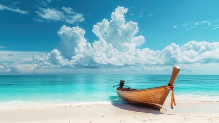 Fototapeta na wymiar Wooden boat on a tropical beach
