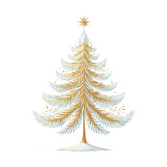 Obraz premium Christmas tree gold png transparent background, golden Xmas tree