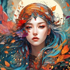 portrait of a woman with creative make up. generated with AI