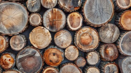 Wood stumps piles background illustration generated by ai