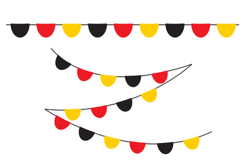 Pennant border isolated on white background. Hanging German garland.