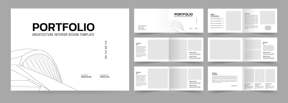 Landscape Architecture portfolio layout, booklet template for architecture and interior design.
