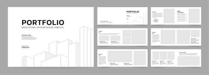 Landscape architecture portfolio or portfolio layout, Print ready brochure template.
