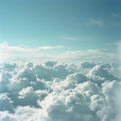view from airplane window clouds above the sky