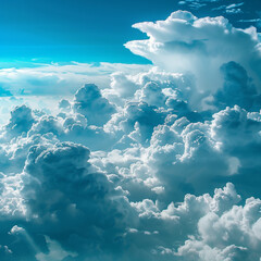 view from airplane window clouds above the sky
