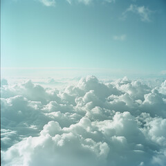view from airplane window clouds above the sky