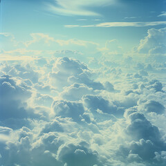 view from airplane window clouds above the sky