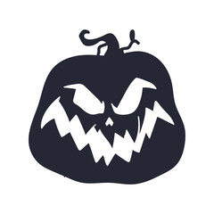 Black Halloween pumpkin face silhouette vector cartoon illustration isolated on a white background.