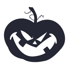 Halloween pumpkin face silhouette vector cartoon illustration isolated on a white background.