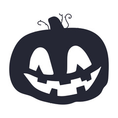 Scary pumpkin face silhouette vector cartoon illustration isolated on a white background.