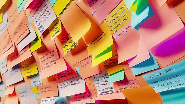 Abstract background of endless post-it  notes routine tasks, busy day, business. Generative AI