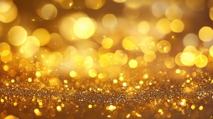 A shimmering golden background with bokeh lights, ideal for festive designs and celebrations.