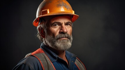 A mature construction worker with a robust build 