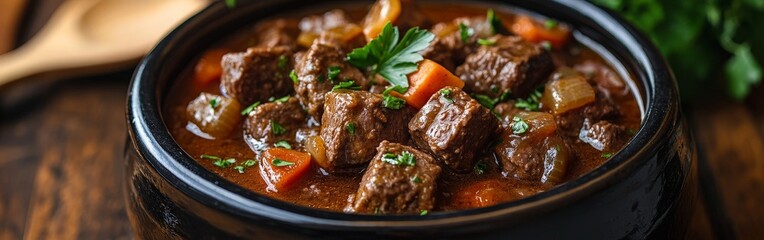 Authentic German Stew in a Rustic Kitchen Setting