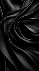 Fototapeta premium Elegant and smooth black fabric with flowing curves, perfect for backgrounds, fashion, or artistic projects.