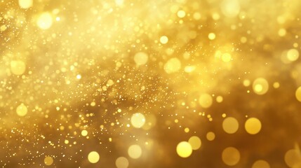 A shimmering golden background with sparkling particles creating a festive atmosphere.