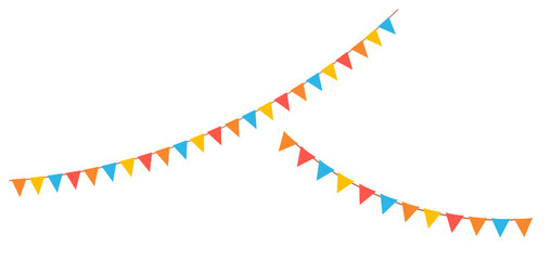 Obraz premium Hanging color carnival garlands. Cute party flags for kids. Vector illustrations set