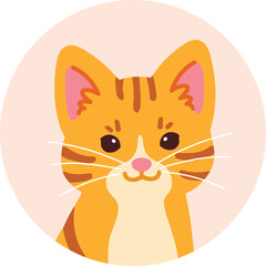 Simple and cute circle icon Ginger Cat