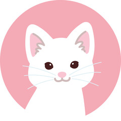 Simple and cute circle icon White Cat