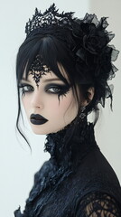 Fototapeta premium cybernetic gothic woman with dark ornaments 