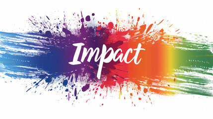 Vibrant paint splashes unveiling the word impact, conveying power and significance