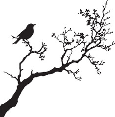Bird on a Branch Silhouette