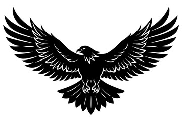 Flynig Eagle silhouette on white background