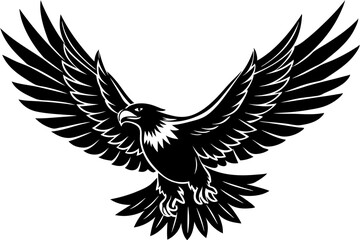 Obraz premium Flynig Eagle silhouette on white background