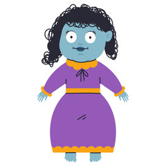 Halloween spooky doll vector cartoon illustration isolated on a white background.