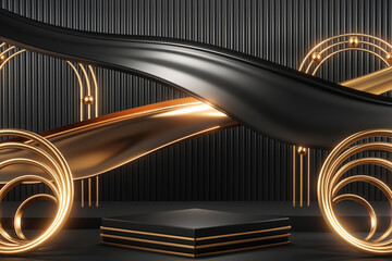 photo the best-hyper realistic-vibrant-podium-abstract background image-wallpaper 