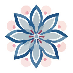 watercolor Mandala. Delicate watercolor flower mandala, Floral Watercolor Mandala Clipart, watercolor illustration of Muslim mandala Ramadan concept, Handcrafted Mandal PNG