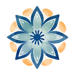 watercolor Mandala. Delicate watercolor flower mandala, Floral Watercolor Mandala Clipart, watercolor illustration of Muslim mandala Ramadan concept, Handcrafted Mandal PNG