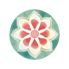 watercolor Mandala. Delicate watercolor flower mandala, Floral Watercolor Mandala Clipart, watercolor illustration of Muslim mandala Ramadan concept, Handcrafted Mandal PNG