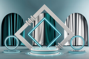 photo the best-hyper realistic-vibrant-podium-abstract background image-wallpaper 