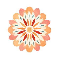 watercolor Mandala. Delicate watercolor flower mandala, Floral Watercolor Mandala Clipart, watercolor illustration of Muslim mandala Ramadan concept, Handcrafted Mandal PNG