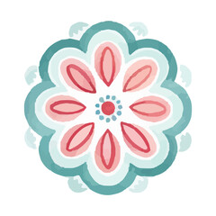 watercolor Mandala. Delicate watercolor flower mandala, Floral Watercolor Mandala Clipart, watercolor illustration of Muslim mandala Ramadan concept, Handcrafted Mandal PNG