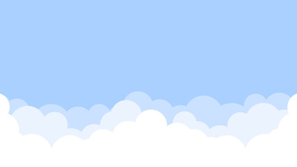 White Cloud Border on blue background. Paper cut cloudscape