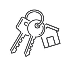 Two keys keychains with a house.