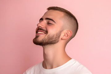 Obraz premium A close up of a man's face with his eyes closed