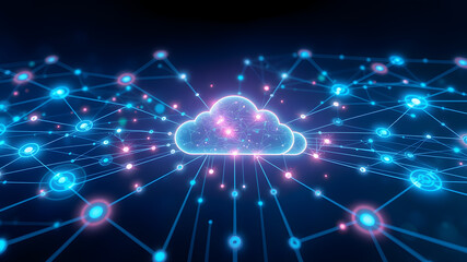 Futuristic Cloud Computing - Virtual Infrastructure - A digital artwork of cloud structures, embodying the futuristic virtual infrastructure of cloud computing and its impact on data storage and manag