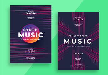 Electronic Music Poster Template with Gradient Lines - Powered by Adobe